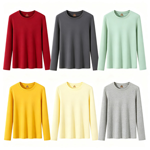 <span class=keywords><strong>T</strong></span>-<span class=keywords><strong>shirt</strong></span> à col rond à manches longues, 9 couleurs, uni, basique, pour superposition, impression de logo personnalisé, hauts à manches longues pour femmes, tailles S-4XL - Product Image 1