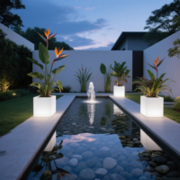 Cubo Luminoso a LED Ricaricabile per Giardino IP65, Vasi e Fioriere Luminosi da Esterno con Opzioni di Alimentazione a Batteria