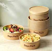 DayuPack Bol en papier double couche biodégradable de qualité supérieure, recyclable, étanche, de qualité alimentaire et écologique