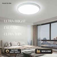 Plafonnier ultra-fin, fabrication directe d'usine, OEM/ODM, spectre complet, CRI 98, variateur d'intensité avec télécommande, protection des yeux, salon et chambre à coucher