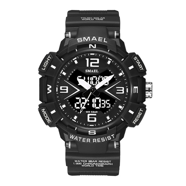 SMAEL 8076 Sports Smart Watch LED Display Charm Analog-Digital Stop Watch Alarm Chronograph 5BAR Water Resistant for Men