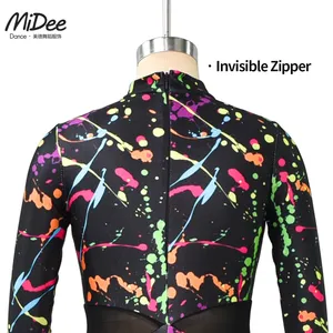 MiDee couleur bloc <span class=keywords><strong>gymnastique</strong></span> justaucorps fille femmes col en V conceptions genou longueur combinaison courte hip-hop rue danse Performance <span class=keywords><strong>tenue</strong></span> - Product Image 6