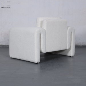 Sillones tapizados de ocio de lujo, sillón moderno Poltronas para sala de estar, sillón Sessel, sillón blanco crema Teddy Boucle Accent - Product Image 5