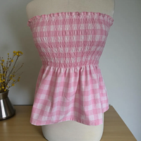 Chemise hawaïenne pour femmes sur mesure, haut plissé avec peplum, tissu élastique, motif floral d'hibiscus, rayures, motif à carreaux, chemises sans manches