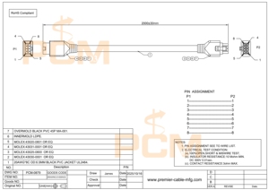 Câble d'extension de signal d'alimentation <span class=keywords><strong>Micro</strong></span>-Fit 3.0, connecteur femelle vers mâle 8 broches Molex 43025-0800, 43020-0801, 2 m - Product Image 6