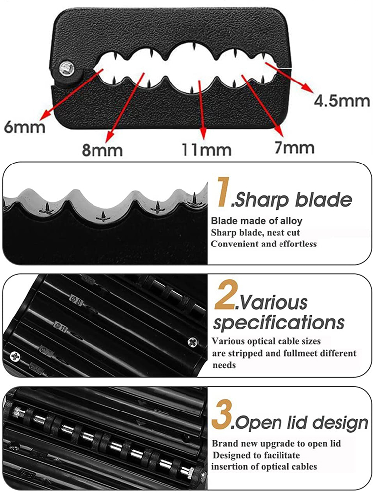 Longitudinal Buffer Tube Optical Fiber Cutter 4.5mm 6mm 7mm 8mm 10mm 11mm