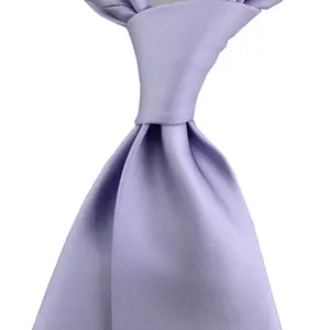 China Supplier Wholesale Happy Romantic Wedding Necktie Bespoke Plain Polyester Jacquard Woven Handmade Men Solid Lavender Ties