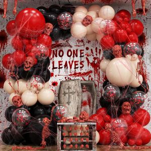 Kit de Arco de Globos de Látex Rojos para Halloween, Decoración de Fiesta con Araña Negra y Blanca, Calavera, Estrella, Fantasma, Vampiro, Horror - Product Image 2