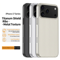 Coque de téléphone magnétique ondulée pour iPhone 17 Pro Max, style titane, protection antichute, compatible charge sans fil