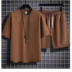 Wholesale Men's Casual Summer Breathable and Quick Dry Fashion Clothes With Printed Pattern Short <strong>T</strong>-<strong>shirt</strong> Set - Product Image 1