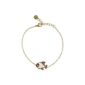 Fine <b>Charm</b> Bracelet 316L Stainless Steel PVD Gold Plating Fish Pendant Sustainable Resistant Jewelry - Product Image 2