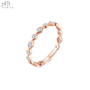 Fabricante de Hong Kong, Joyería Fina al por Mayor, Anillo Hecho a Mano en Oro Rosa de 18K con Diamantes Naturales Reales, Anillo Apilable para Mujer - Product Image 4