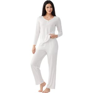 Ensemble de pyjama en viscose de bambou pour femmes, manches longues, col en V, pantalon long, vêtements de nuit doux et confortables, pyjama de qualité supérieure - Product Image 1