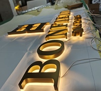 Enseigne lumineuse personnalisée en laiton brossé doré 3D, fabrication de précision, pour façade extérieure de bâtiment, signalétique intérieure en acier inoxydable