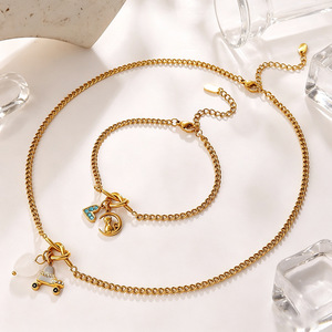 Gold Plated Charm Necklace Set With Heart And Animal Pendants Box <b>Chain</b> Unisex Jewelry For Everyday Wearing - Product Image 2
