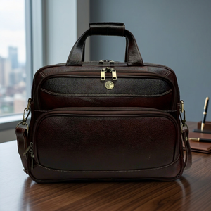 Bolso Mensajero para Portátil de Oficina Clásico Moderno de Primera Calidad B S International, Cuero Genuino, Gran Capacidad, Impermeable y Ligero - Product Image 1