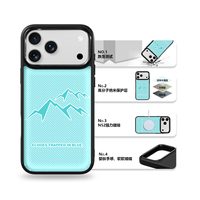 Coque de téléphone AG Feeling Black Edge avec motif bleu glace doré pour iPhone 17, 17 Pro Max, 16 Pro, 15 – Coque magnétique