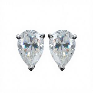 Boucles d'oreilles clous en forme de larme géométrique Tishya Diamond 925, plaquées rhodium, argent sterling, tendance, unisexe, mariage, anniversaire, fiançailles - Product Image 4