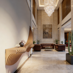 Mensola da Parete in Legno di Alta Qualità, Design Esteticamente Gradevole e Pratico per Area Espositiva di Hotel - Product Image 3