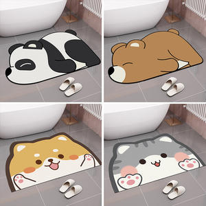 Alfombra de baño con diseño de oso alienígena, de secado rápido, absorbente, antideslizante, para uso doméstico, de fibra de poliéster, con forma novedosa - Product Image 4