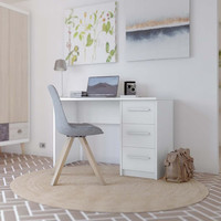 Bureau d'ordinateur rectangulaire moderne à 3 tiroirs, blanc, pour la maison, 50 x 110 x 75 cm