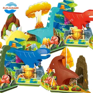 Quebra-cabeças de dinossauro 3d, quebra-cabeças de papel magnético para crianças