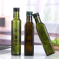 Bouteille d'huile d'olive en verre vert ambré en gros avec bouchons verseurs