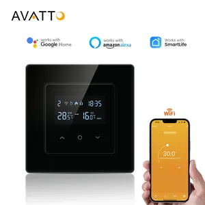 Avatto Smart Thermostat Wifi Black White Color Screen Display Room Thermostat Tuya Wifi Underfloor Heating Smart Thermostat