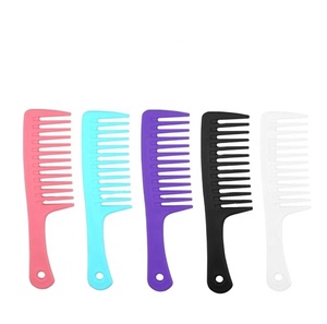 Hot sale durable plastic large wide tooth curly hair comb for salon