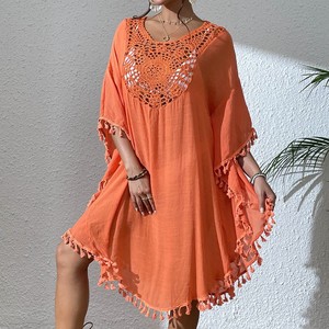 Venta al por Mayor de Nueva Salida de <span class=keywords><strong>Playa</strong></span> <span class=keywords><strong>para</strong></span> Mujer, Diseño de Ganchillo con Parches y Borlas, Perfecta como Ropa Exterior <span class=keywords><strong>para</strong></span> Traje de Baño o Bikini <span class=keywords><strong>para</strong></span> Amazon - Product Image 2