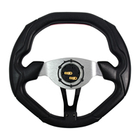 TIYPEOR Volant en cuir en forme de D 350mm Volant de dérive de simulateur de jeu plat universel