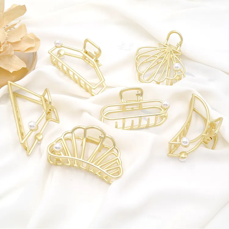 Unique fashion hair accessories ladies geometric metal korean hair claw clip