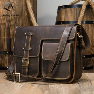 Sacs à bandoulière vintage en cuir Crazy Horse Andong de 8 pouces pour hommes, sac messager pour homme, sac à main pour le travail - Product Image 1