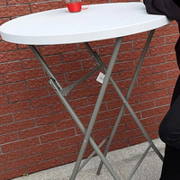 Cadre en métal pliable résine ronde Restaurant salle à manger en plein air Bar café Cocktail hauteur Table pour fête de mariage et utilisation d'événement