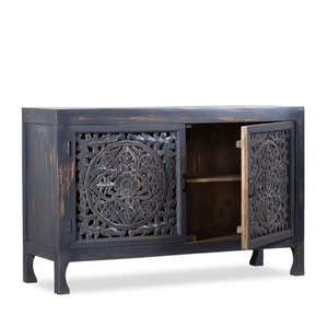 Decorative Hand Finished Wooden <b>Storage</b> Unit With Bold Carved Motifs And Strong Solid Wood Frame Designed - Product Image 3