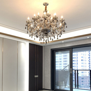 Lustre de plafond moderne en acier inoxydable et cristal K9 pour salon européen, éclairage intérieur de luxe à LED blanc - Product Image 3