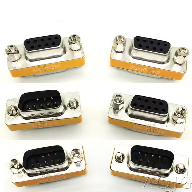 New Female to Female DB9 9Pin Gender Changer Convertor Male to Male DB9 Cross adapter Oranger Null modem Mini