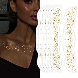 Personalizzato lamina d'oro clavicola tatuaggio temporaneo impermeabile lunga durata metallizzato Body Art Sticker per le donne di Design elegante - Product Image 2