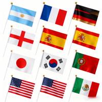 Drapeaux rectangulaires imprimés numériquement en polyester, bannières portables à agiter à la main, petits drapeaux pour la décoration des défilés de la Coupe du Monde 2026