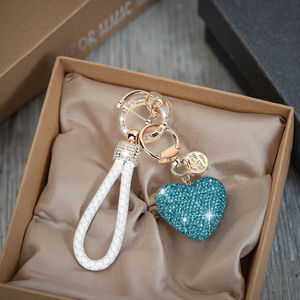 Lujo multicolor cristal amor corazón llavero colgante para niña completo diamante mujer llavero pareja melocotón corazón coche llavero - Product Image 2