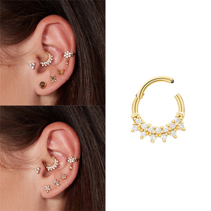 ROXI S925 Sterling Silver <b>Double</b> Row Diamond Cartilage Piercing Hoop Earrings for Women - Product Image 6