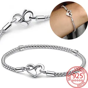 Giá bán buôn Chất lượng cao 925 sterling Silver Heart Bracelet phụ nữ quyến rũ đối với trang sức làm