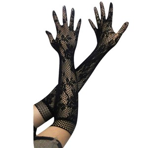 Accesorios de lencería: guantes de encaje transparentes, guantes de malla negros, guantes cortos de encaje para boda con dedos. - Product Image 5