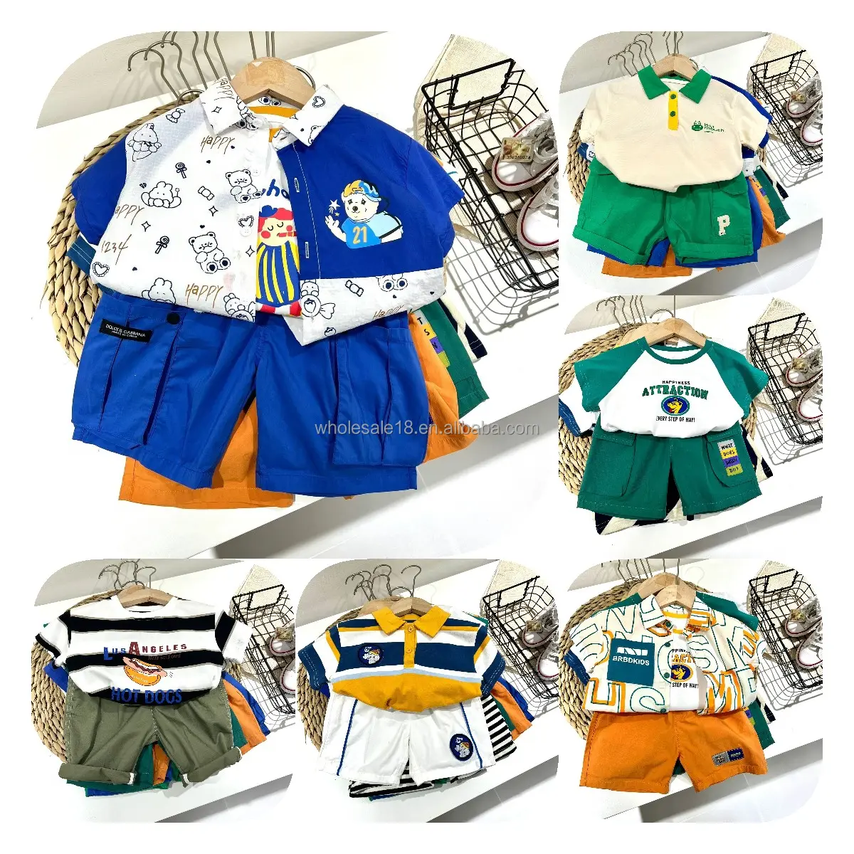 2024 Nieuwe Stijlvolle Babykleding Voor Jongens Biologisch Katoen Set Pak Voor Kinderen Zomer Jongens Outfits Shorts