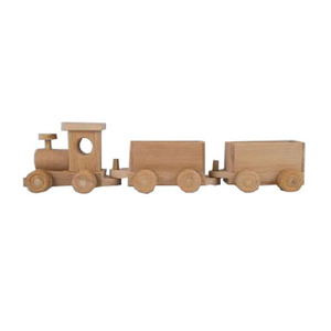 ชุดรถไฟไม้ของเล่นรถลากของเด็กรถไฟไม้สนยังไม่เสร็จ - Product Image 2