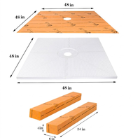 Système de receveur de douche pré-coudé CUPC 48x48 pouces, kit de receveur de douche étanche facile à installer avec rebords et drain intégré