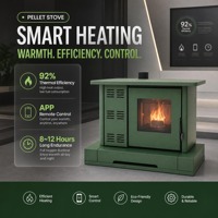 Estufa de Pellets de Biomasa con Pantalla Táctil WiFi Fangran 150ZX para Casas, Estufa de Leña Ecológica para el Hogar, Tiendas de Campaña y Comedores