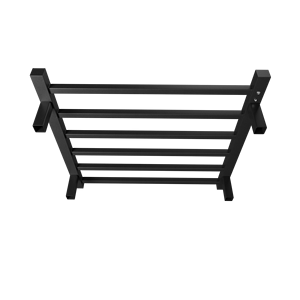 Calentador de toallas eléctrico de 6 barras, negro mate, de pared, con enchufe, para baño, con temporizador, para hoteles - Product Image 4