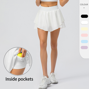 Rok Tenis Wanita 2 in 1 Anti Silau Cepat Kering dengan Logo Custom, Ukuran Besar, Pinggang Tinggi, untuk Golf, Bulu Tangkis, dan Olahraga Lainnya - Product Image 1