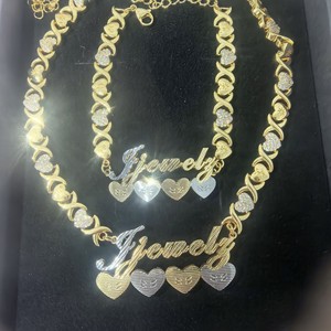 Collana Hip Hop <span class=keywords><strong>con</strong></span> Lettere Personalizzate, Collana a Doppio Strato <span class=keywords><strong>con</strong></span> Targhetta <span class=keywords><strong>Nome</strong></span> Personalizzata e Catena <span class=keywords><strong>con</strong></span> Diamanti xoxo - Product Image 2